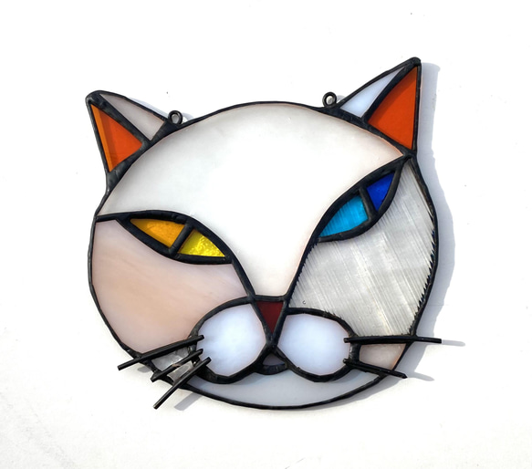 猫図鑑【オッドアイ】《猫サンキャッチャー》ステンドグラス 3枚目の画像
