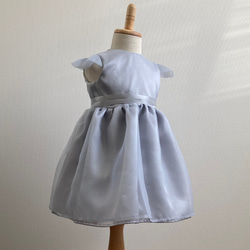 子供ドレス　ギャザー袖　くすみブルー(サイズ、カラーオーダー可) 1枚目の画像