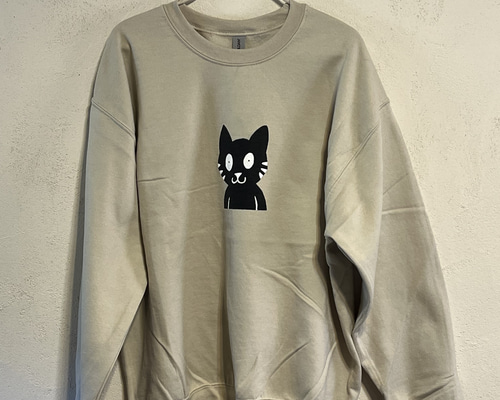 ネコ柄 裏起毛トレーナー 男女兼用サイズ スウェット・トレーナー