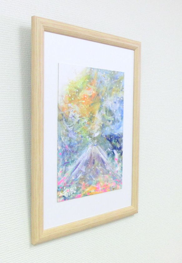 原画「富士のすそ野に咲き誇る、この花サクヤ姫の花 (A4サイズ)」額サイズ35×46㎝  パワーアート 5枚目の画像