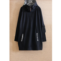 翻新再次上架 x 3 * 露肩高領衫 * 花卉鉤邊連帽衫 * 抓絨內襯 * 套頭衫 * 連帽衫 * 黑色 第9張的照片