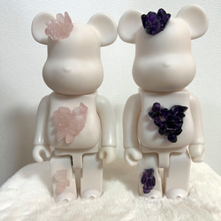 [促銷] 10,000 日元 → 7,000 日元限時提供紫水晶和玫瑰石英熊毛絨玩具（樹脂）天然石 第2張的照片