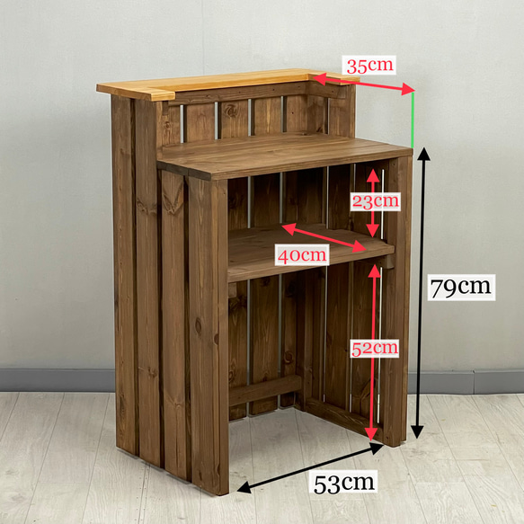 受注製作_BARIKI_レジカウンター_ 受付カウンター幅66cm×奥行48cm×高さ95cm ダークオーク_B007A 11枚目の画像