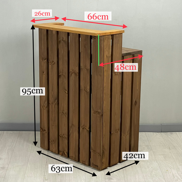 受注製作_BARIKI_レジカウンター_ 受付カウンター幅66cm×奥行48cm×高さ95cm ダークオーク_B007A 10枚目の画像