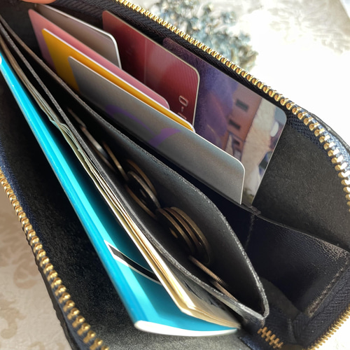 L字ファスナー 長財布 スリム 軽量 ✧ ペイズリー型押し ✧ パール  