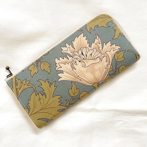 L字ファスナー長財布 ウィリアムモリス アネモネ 薄い 軽量 花柄 蛇腹