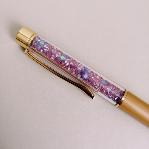 オリジナル手染め♪変形雫＆キラキラバブルビーズのボールペン