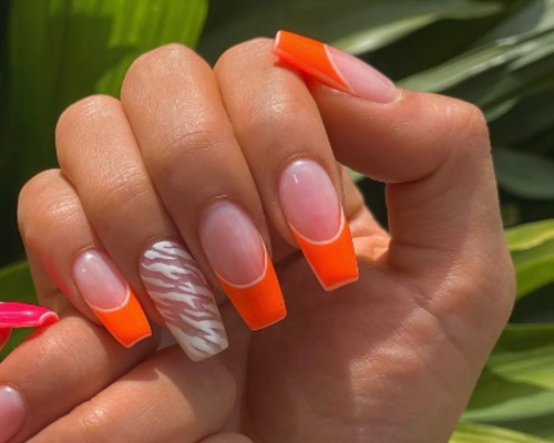 オレンジフレンチネイルチップ ネイルチップ（つけ爪） alien girl