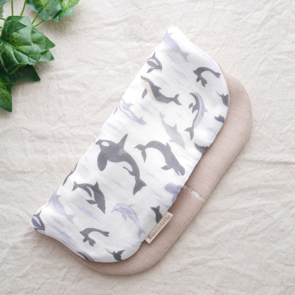 8層紗布手帕♡海豚和虎鯨*20 x 20厘米蓬鬆紗布手帕 第2張的照片