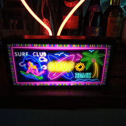 サーフィン ハワイ SURF CLUB ヤシの木 ビーチ 南国 サイン 看板 置物 雑貨 LED2wayライトBOX 7枚目の画像