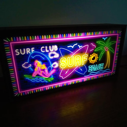 サーフィン ハワイ SURF CLUB ヤシの木 ビーチ 南国 サイン 看板 置物 雑貨 LED2wayライトBOX 3枚目の画像