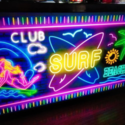 サーフィン ハワイ SURF CLUB ヤシの木 ビーチ 南国 サイン 看板 置物 雑貨 LED2wayライトBOX 2枚目の画像