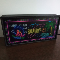 サーフィン ハワイ SURF CLUB ヤシの木 ビーチ 南国 サイン 看板 置物 雑貨 LED2wayライトBOX 4枚目の画像