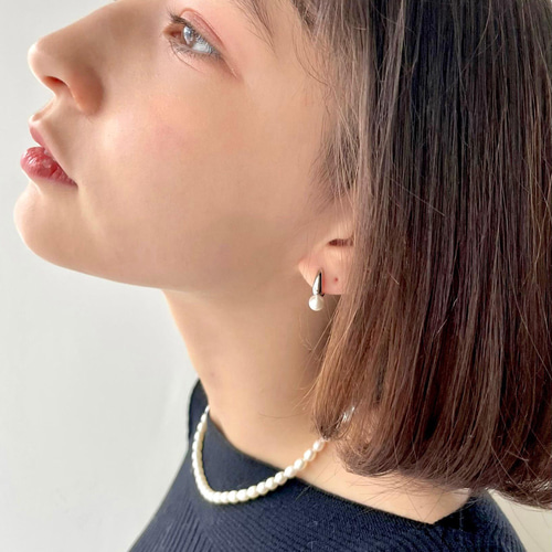 anq.】K10・ホワイトパール フープピアス | KU-CROISSANT 公式