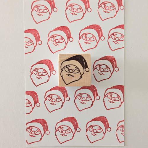 パグちゃんサンタ一筆箋５０枚X'mas 消しゴムハンコ押し ニッコリ優しいサンタクロース 消しゴムはんこ はんこ・スタンプ