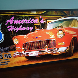 アメリカン レトロ ビンテージカー アメ車 旧車 ルート66 サイン 看板 置物 雑貨 LED2wayライトBOX 3枚目の画像