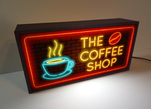 コーヒー コーヒーショップ カフェ バー 喫茶店 おうちカフェ サイン 看板 置物 雑貨 LED2wayライトBOX 2枚目の画像