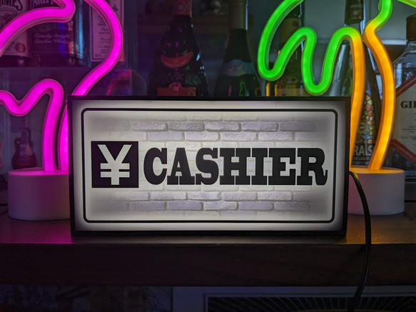CASHIER レジ 会計 キャッシャー 店舗 飲食店 サイン 表示 看板 置物 雑貨 LED2wayライトBOX 1枚目の画像