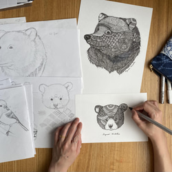 活版印刷ポスター『雪の鹿 (雄)』A5　しっかり額装付き　[特集掲載] 14枚目の画像