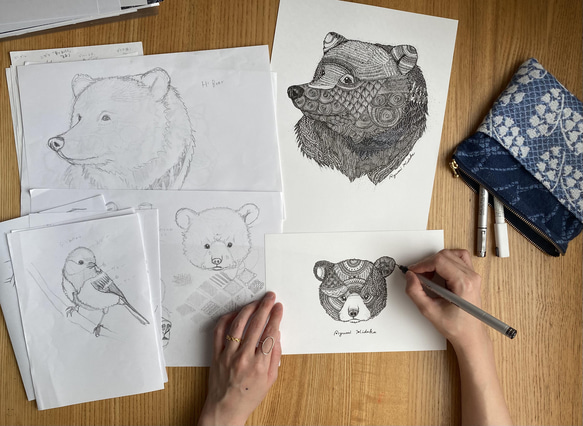 活版印刷ポスター『雪の鹿 (雄)』A5　しっかり額装付き　[特集掲載] 14枚目の画像