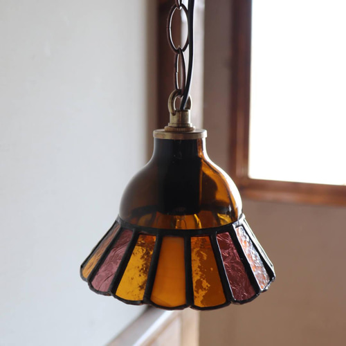 ヴィンテージ　琥珀色　ガラス　ペンダントライト　天井照明　レトロ喫茶 ヴィンテージ 琥珀色 ガラス ペンダントライト 天井照明 レトロ喫茶