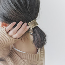 本革♡スエード×ゴールドメタル　  大人のためのポニーフック　秋色　秋カラー 9枚目の画像