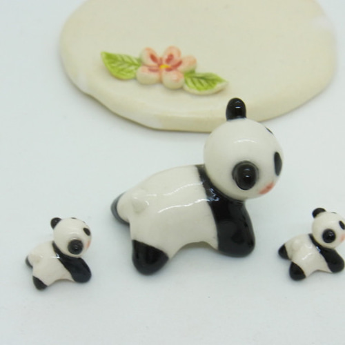 再販・パンダ親子（ふたごバージョン） 立体・オブジェ やまざき