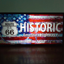 アメリカン ルート66 ヒストリック ハイウェイ ドライブ 標識 サイン 看板 置物 雑貨 LED2wayライトBOX 1枚目の画像