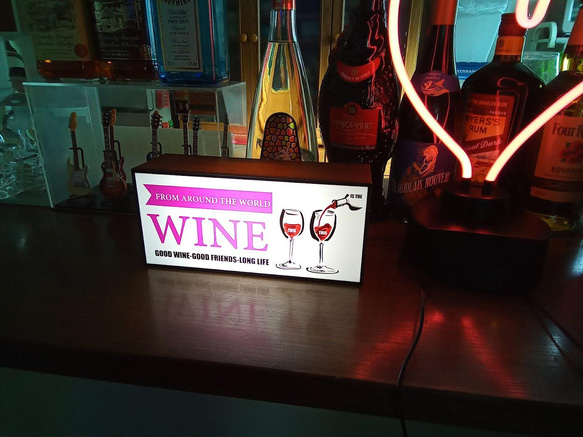 ワイン カフェ バー ぶどう 洋食 洋酒 レストラン アメリカン レトロ 看板 置物 雑貨 LED2wayライトBOX 6枚目の画像