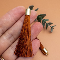＊10個＊ タッセル ロング サドルブラウン ポリエステル糸 糸タッセル ピアスやチャーム作りなどに ta025a 4枚目の画像