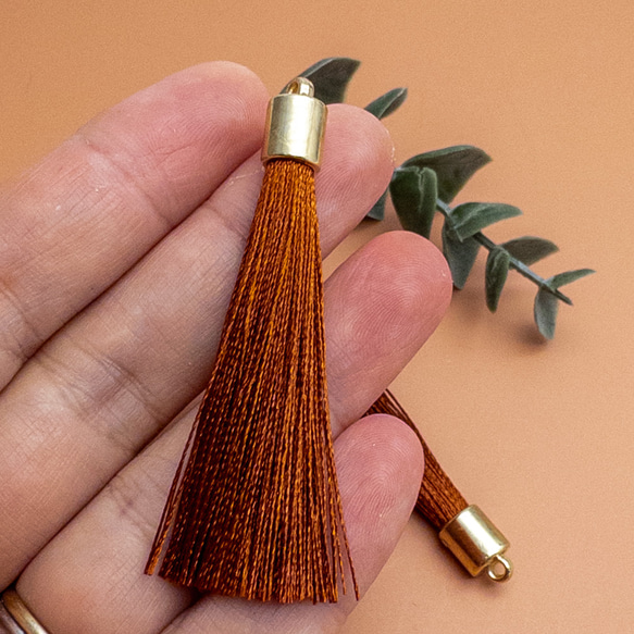 ＊10個＊ タッセル ロング サドルブラウン ポリエステル糸 糸タッセル ピアスやチャーム作りなどに ta025a 4枚目の画像