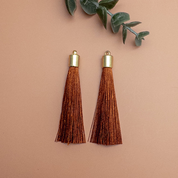 ＊10個＊ タッセル ロング サドルブラウン ポリエステル糸 糸タッセル ピアスやチャーム作りなどに ta025a 1枚目の画像