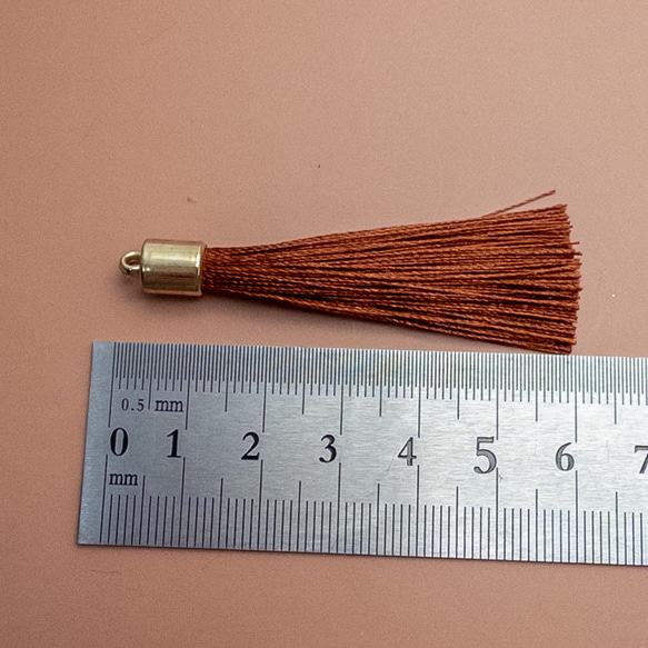 ＊10個＊ タッセル ロング サドルブラウン ポリエステル糸 糸タッセル ピアスやチャーム作りなどに ta025a 5枚目の画像