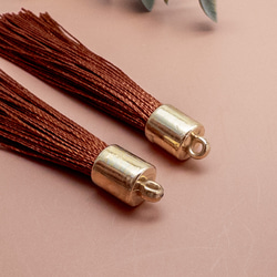 ＊10個＊ タッセル ロング サドルブラウン ポリエステル糸 糸タッセル ピアスやチャーム作りなどに ta025a 3枚目の画像