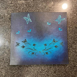 蝶デザインのスマホケース / ブルー（青+紺）　【全機種対応】 13枚目の画像