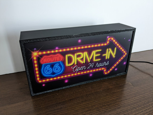 アメリカン ルート66 ドライブイン ダイナー カフェ バー サイン 看板 置物 雑貨 LED2wayライトBOX 5枚目の画像