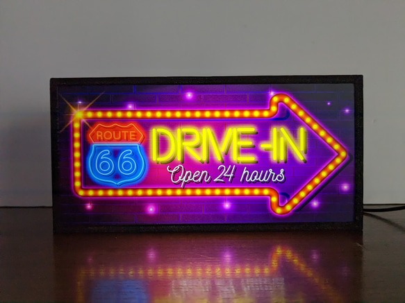 アメリカン ルート66 ドライブイン ダイナー カフェ バー サイン 看板 置物 雑貨 LED2wayライトBOX 2枚目の画像