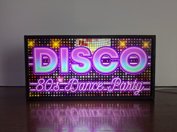 ディスコ DISCO クラブ ダンス 80s テクノ ソウル 踊り ミニチュア サイン 看板 置物 雑貨 ライトBOX 2枚目の画像