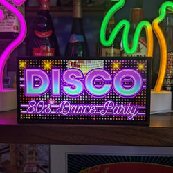 ディスコ DISCO クラブ ダンス 80s テクノ ソウル 踊り ミニチュア サイン 看板 置物 雑貨 ライトBOX 1枚目の画像