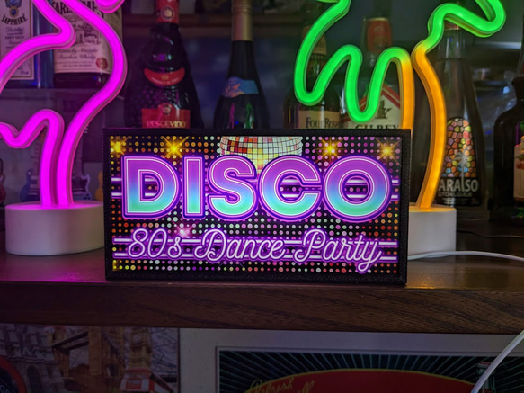 ディスコ DISCO クラブ ダンス 80s テクノ ソウル 踊り ミニチュア サイン 看板 置物 雑貨 ライトBOX 1枚目の画像