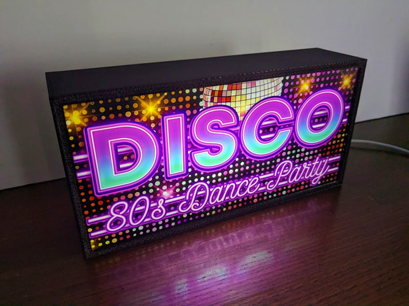 ディスコ DISCO クラブ ダンス 80s テクノ ソウル 踊り ミニチュア サイン 看板 置物 雑貨 ライトBOX 4枚目の画像