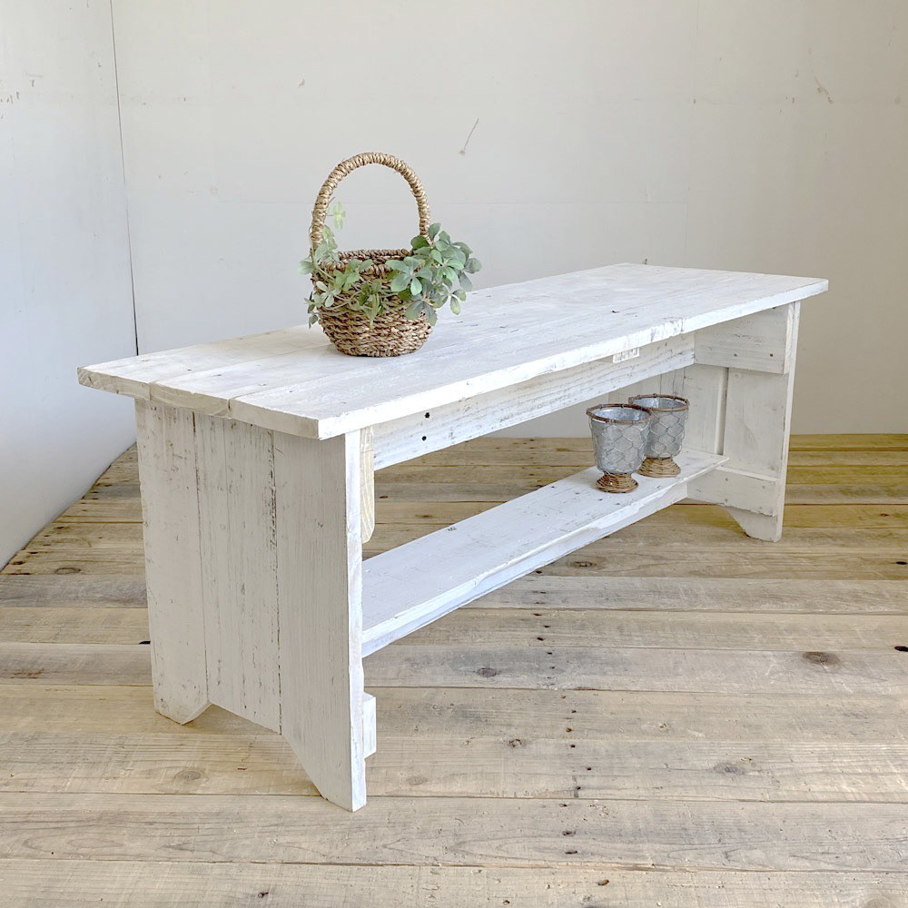 リサイクルウッド☆ベンチ L ワイド ホワイト