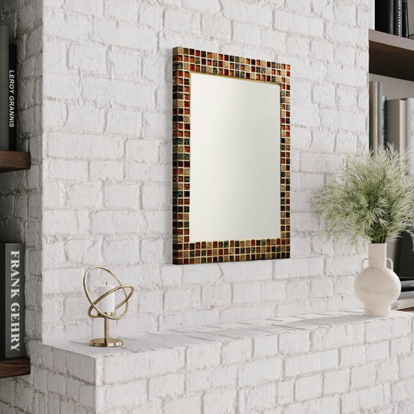 ゴージャスな大理石のブラウンタイルミラー ドレッサー・ミラー・鏡台