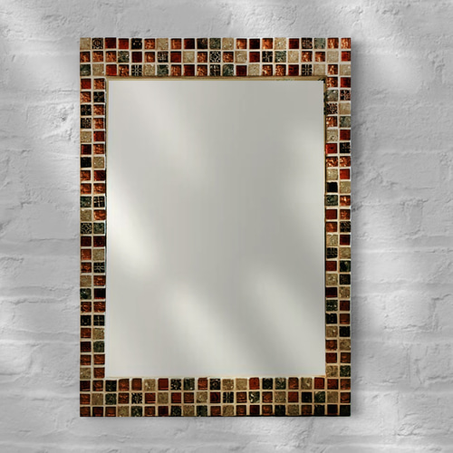 ゴージャスな大理石のブラウンタイルミラー ドレッサー・ミラー・鏡台