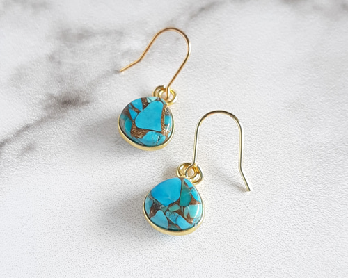 No.597✨天然石✨グァバクォーツコッパーの一粒ピアス　イヤリング No.597✨天然石✨グァバクォーツコッパーの一粒ピアス イヤリング