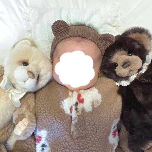 2105 ベビーターバン くま耳 ハンドメイド 2105 ベビーターバン くま耳