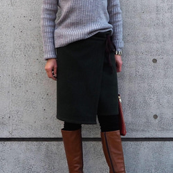 暖か便利グッズ　　ダークグリン　　フラノウールフリーサイズ　巻きスカート 1枚目の画像