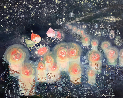 土屋みよ 【原画】キャンバスアート 灯りをともそう【原画 キャンバス】#絵画#キャンバスアート