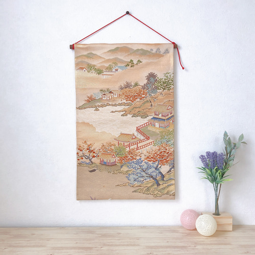 帯のタペストリー 絵画風景文様 帯リメイク176 タペストリー