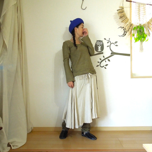公式 再入荷】asana ヘンプコットン フレアースリーブ○草木染め 厚手 トップス
